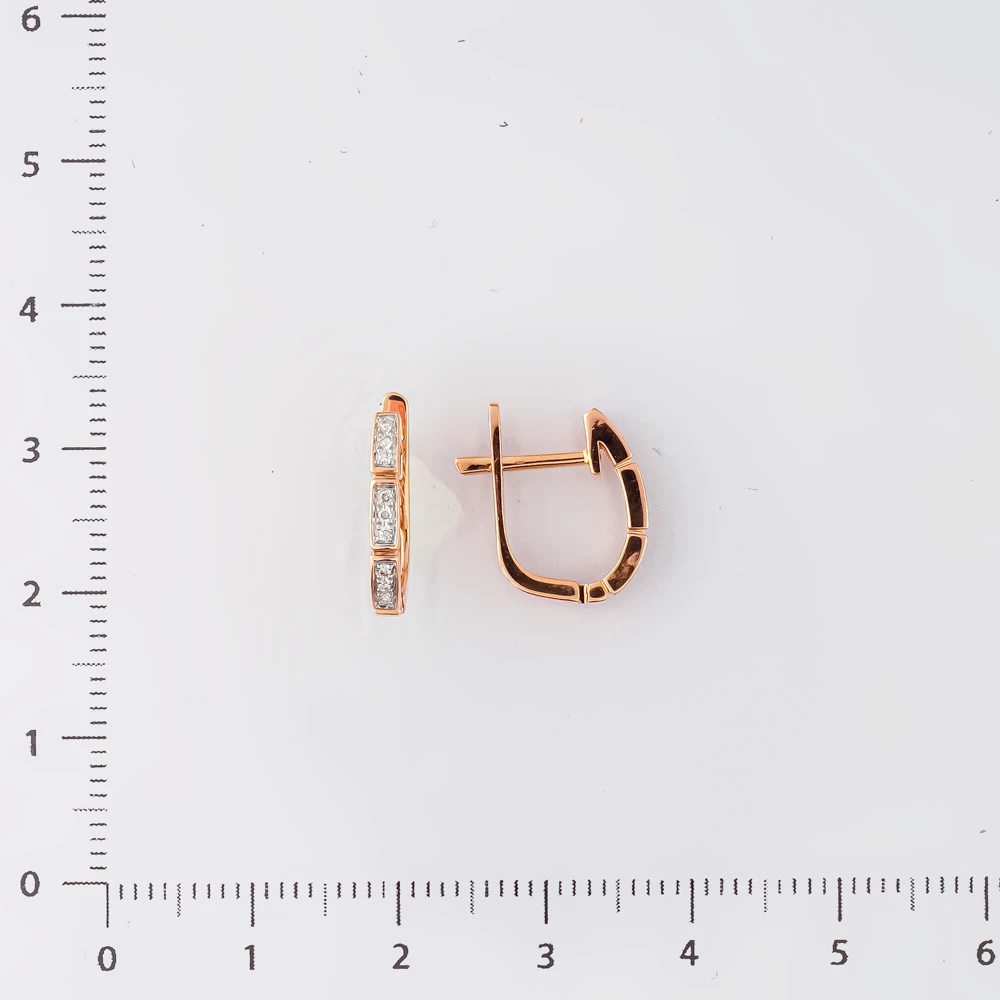 Серьги с бриллиантом из красного золота 585 пробы