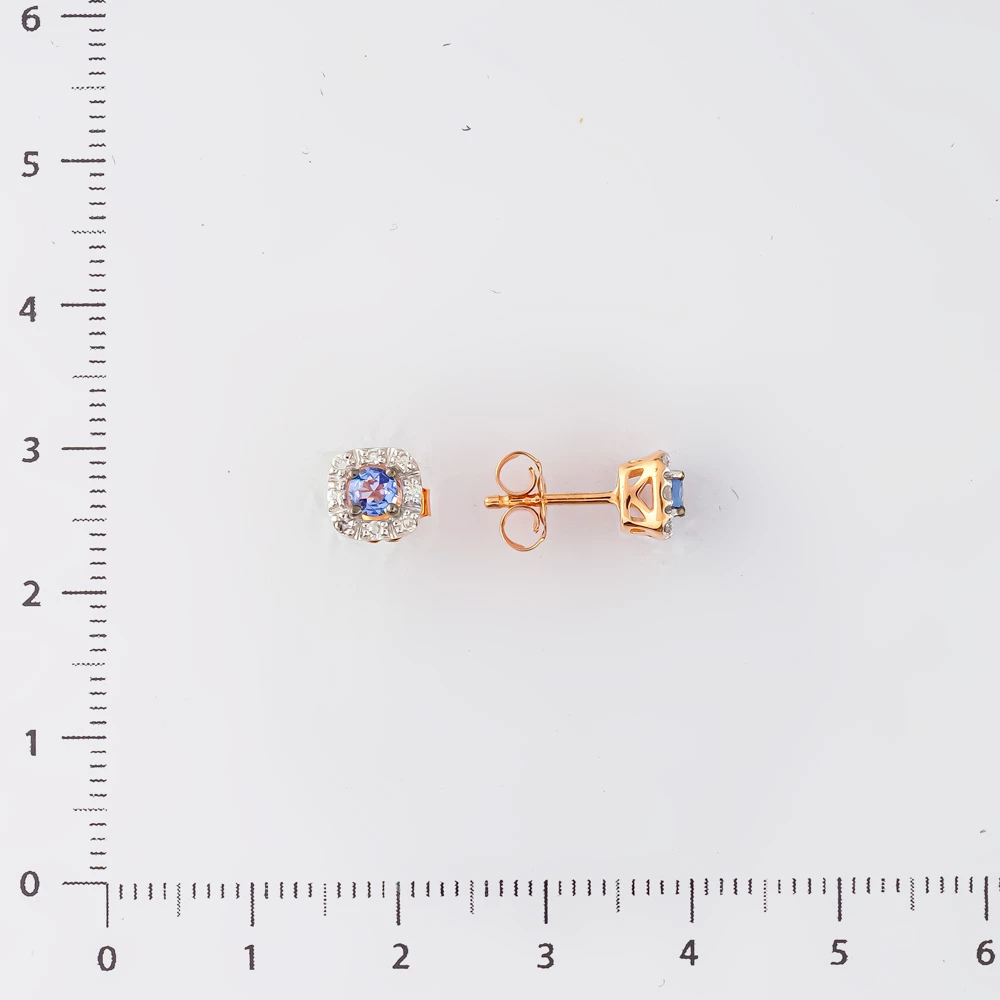 Серьги с танзанитом из красного золота 585 пробы