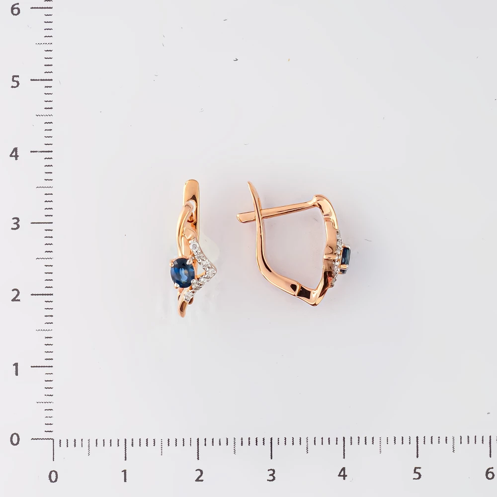 Серьги с сапфиром из красного золота 585 пробы