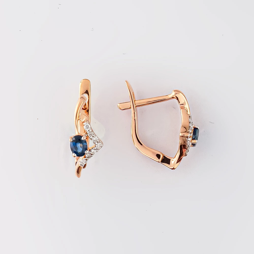 Серьги с сапфиром из красного золота 585 пробы