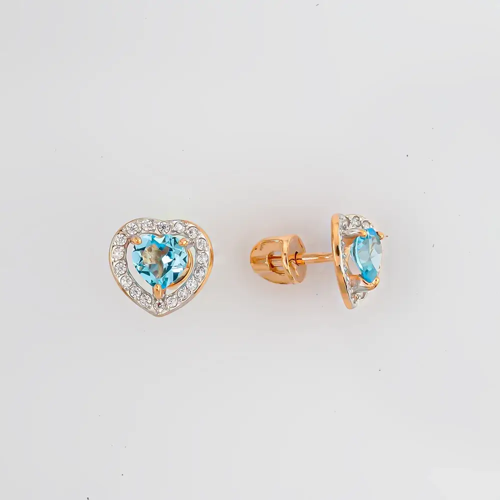 Серьги с топазом из красного золота 585 пробы