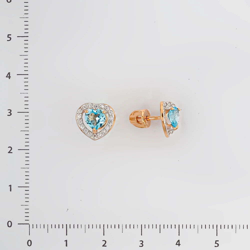 Серьги с топазом из красного золота 585 пробы