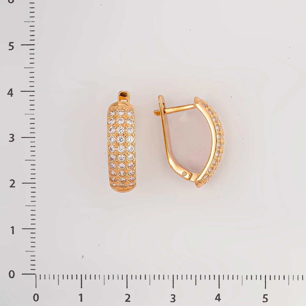 Серьги с фианитом из красного золота 585 пробы