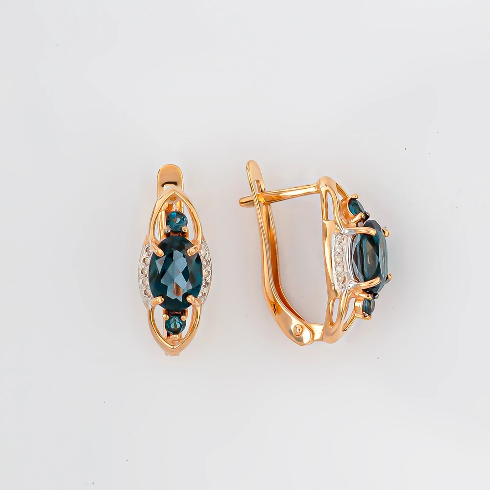 Серьги с топазом лондон из красного золота 585 пробы