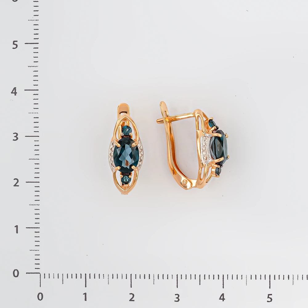 Серьги с топазом лондон из красного золота 585 пробы