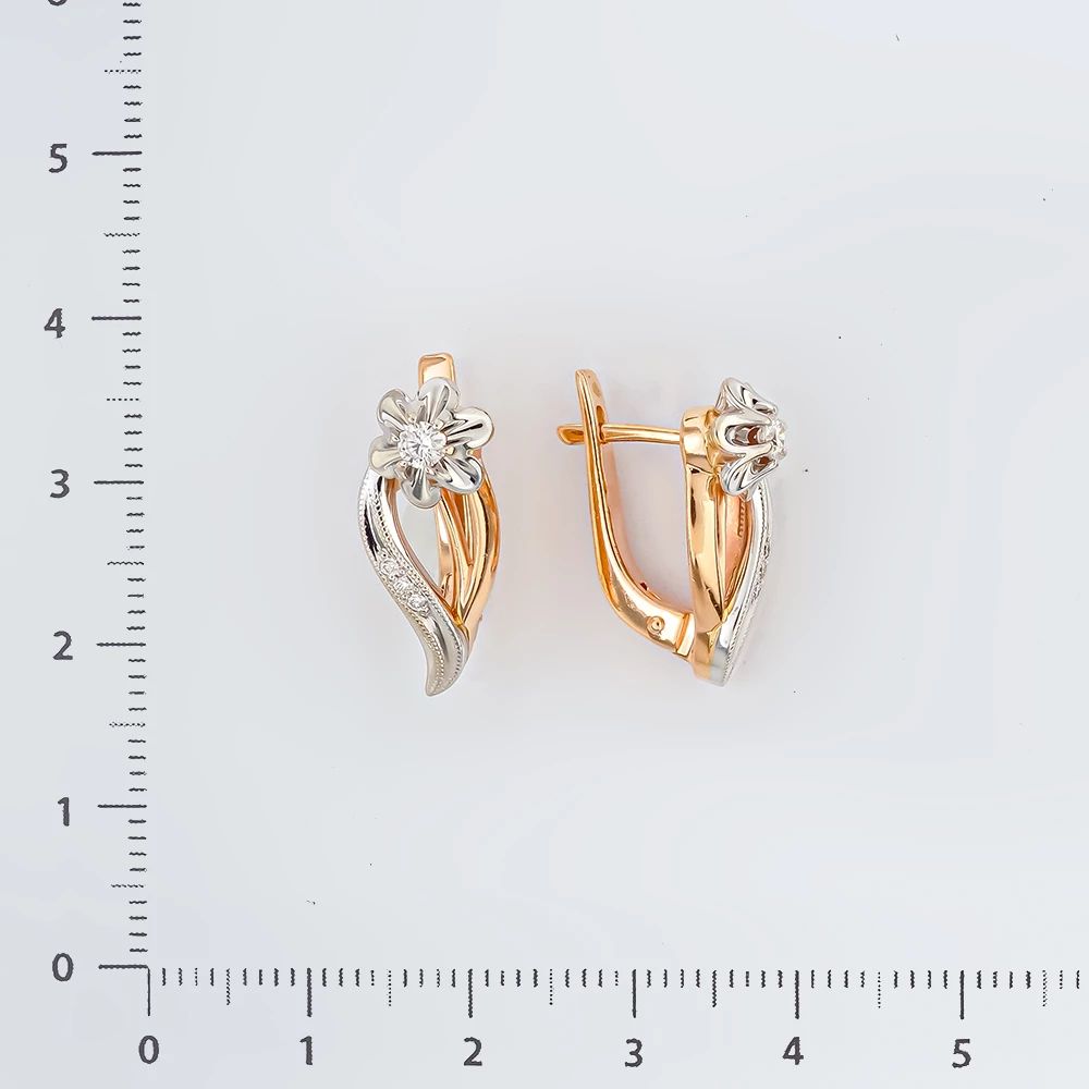 Серьги с бриллиантом из красного золота 585 пробы