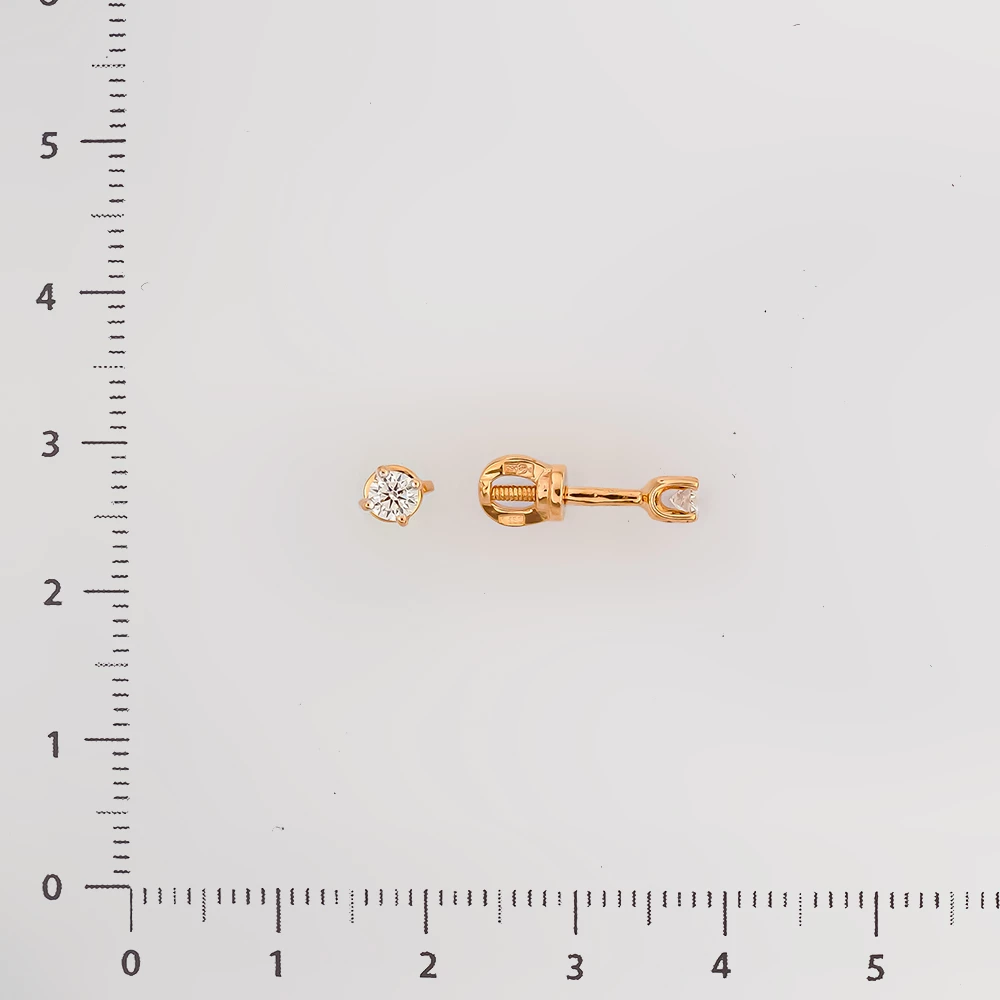 Серьги с бриллиантом из красного золота 585 пробы