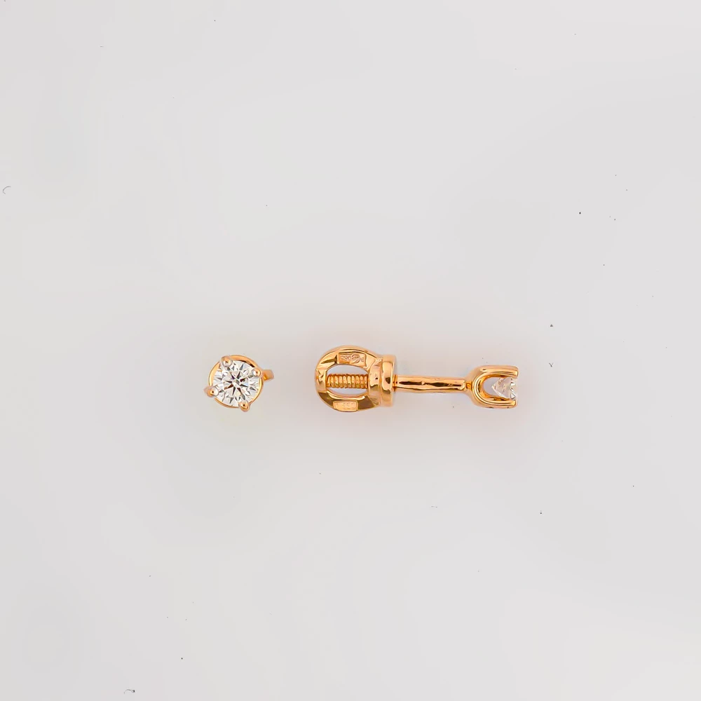 Серьги с бриллиантом из красного золота 585 пробы