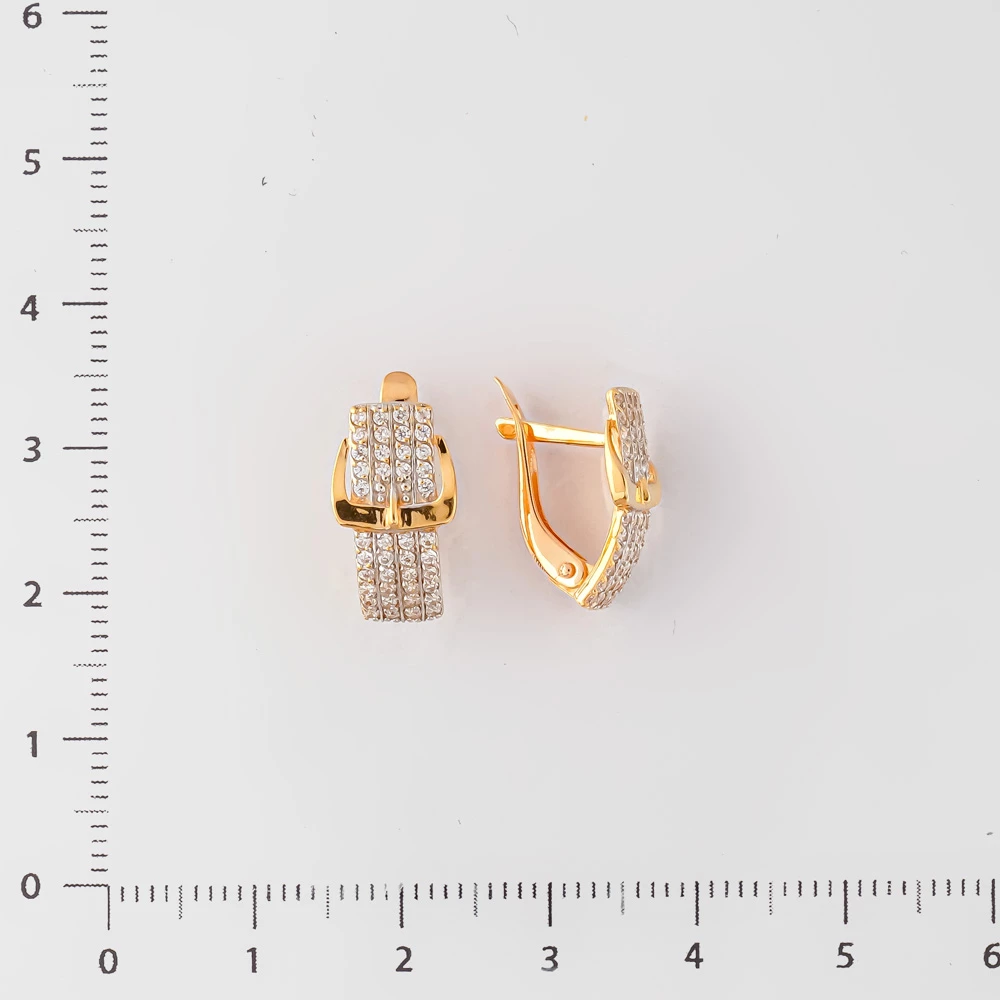 Серьги с фианитом из красного золота 585 пробы