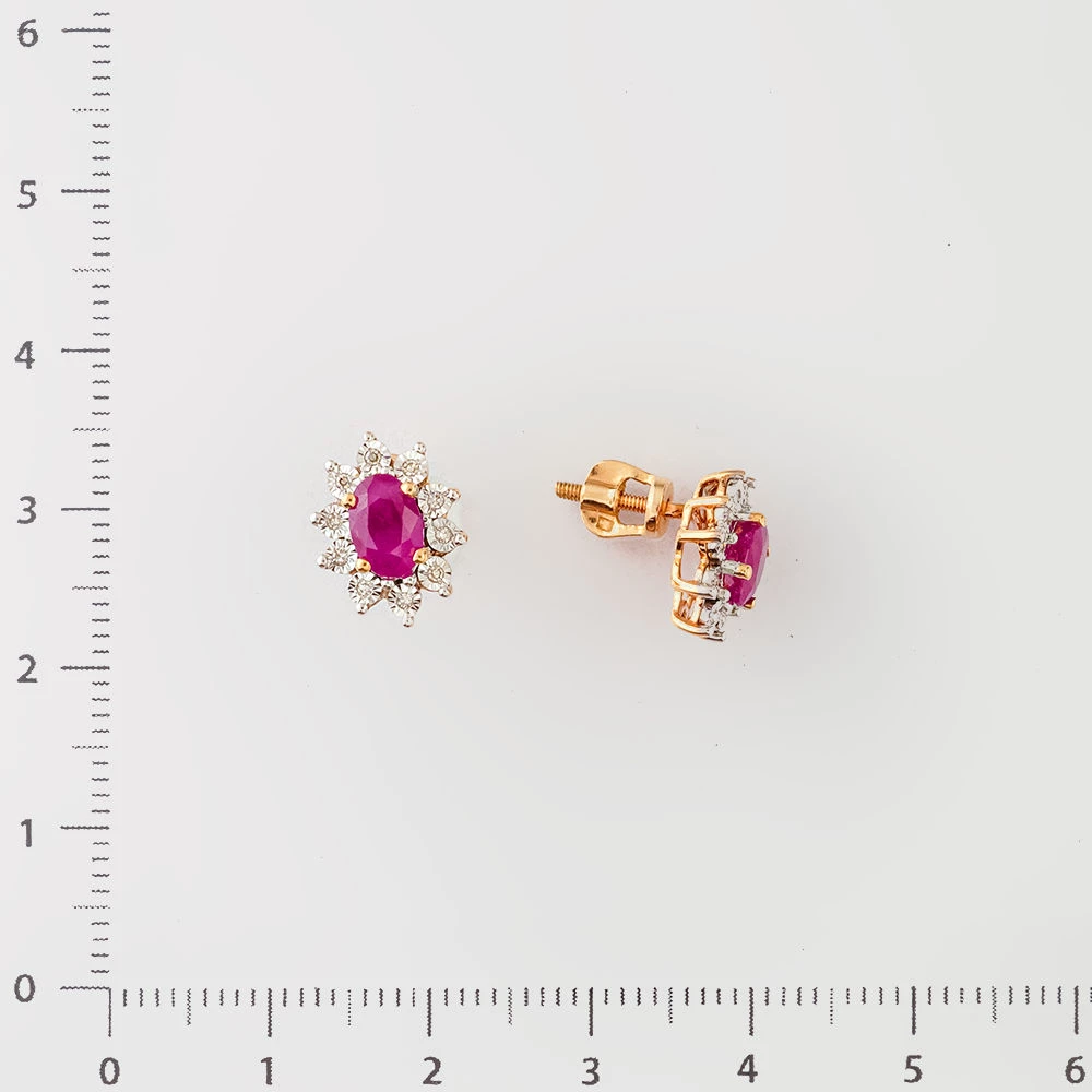 Серьги с рубином из красного золота 585 пробы