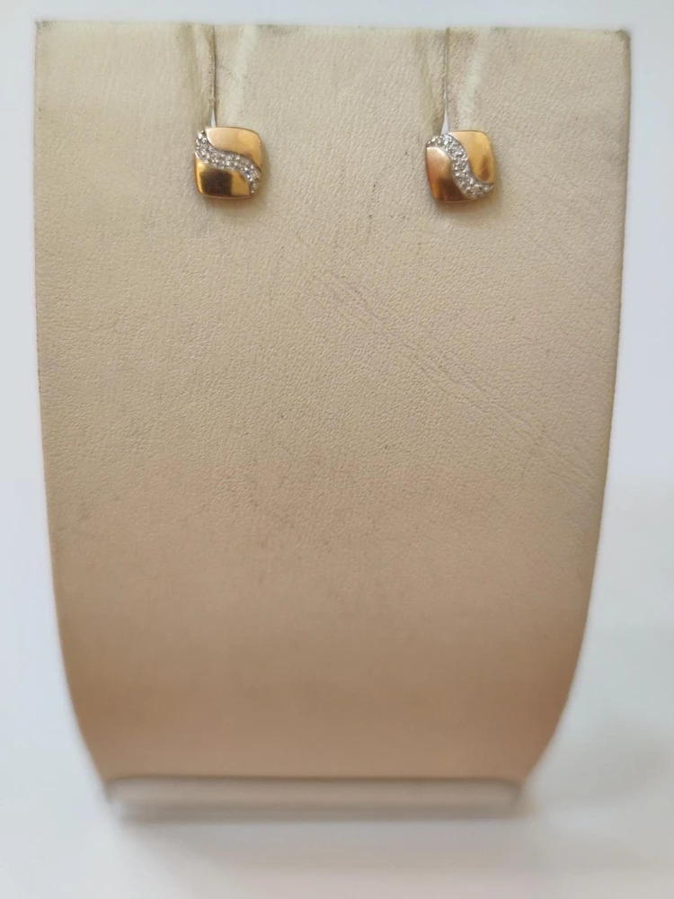 Серьги с фианитом из красного золота 375 пробы