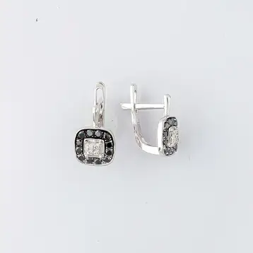 Серьги с бриллиантом из белого золота 585 пробы