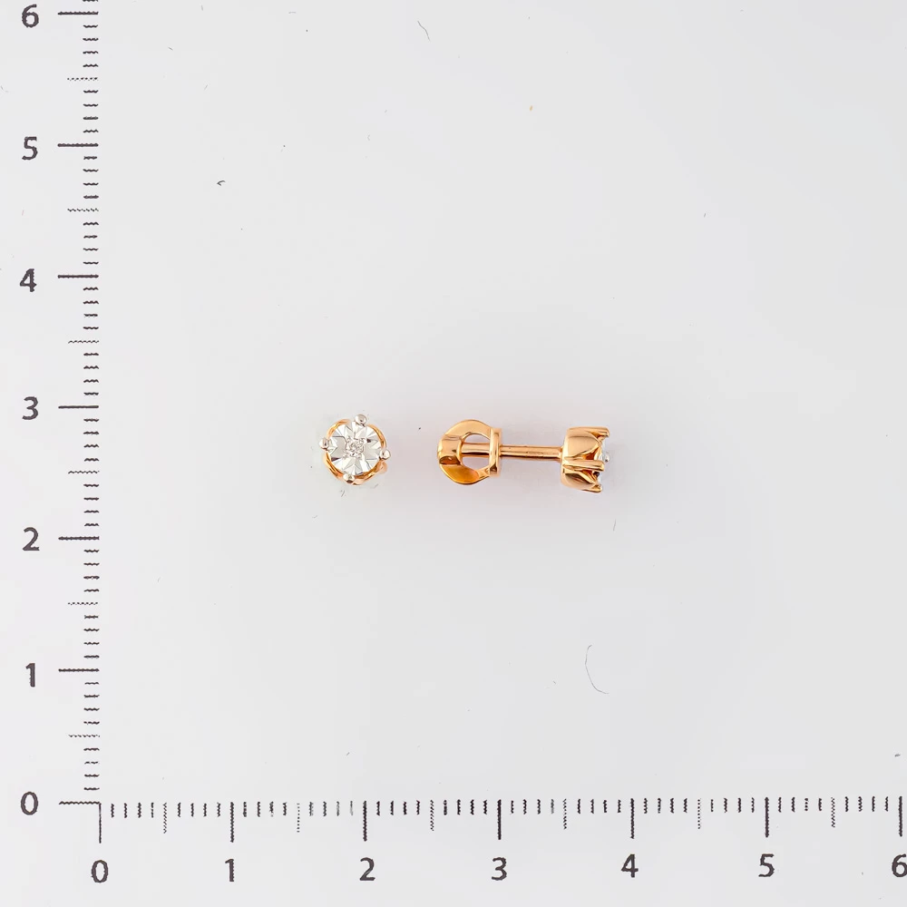 Серьги с бриллиантом из красного золота 585 пробы