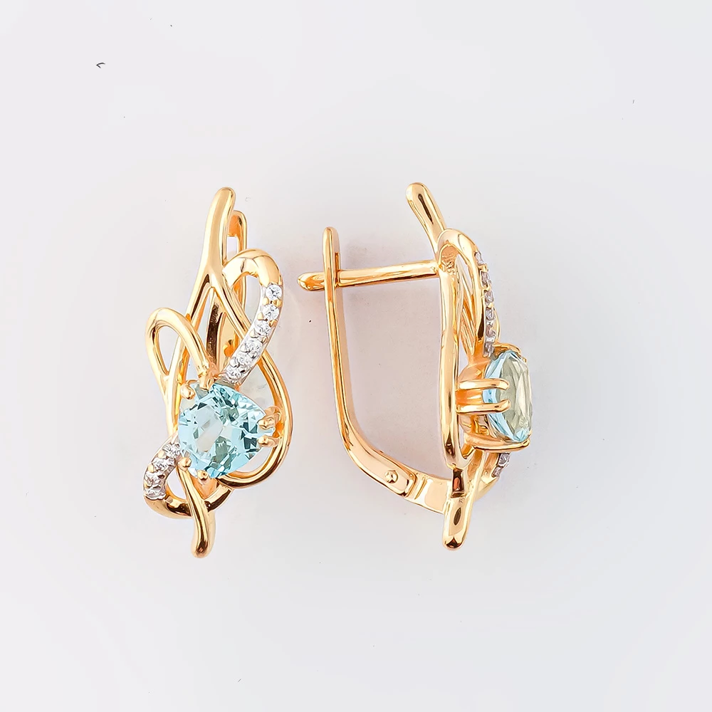 Серьги с топазом из красного золота 585 пробы