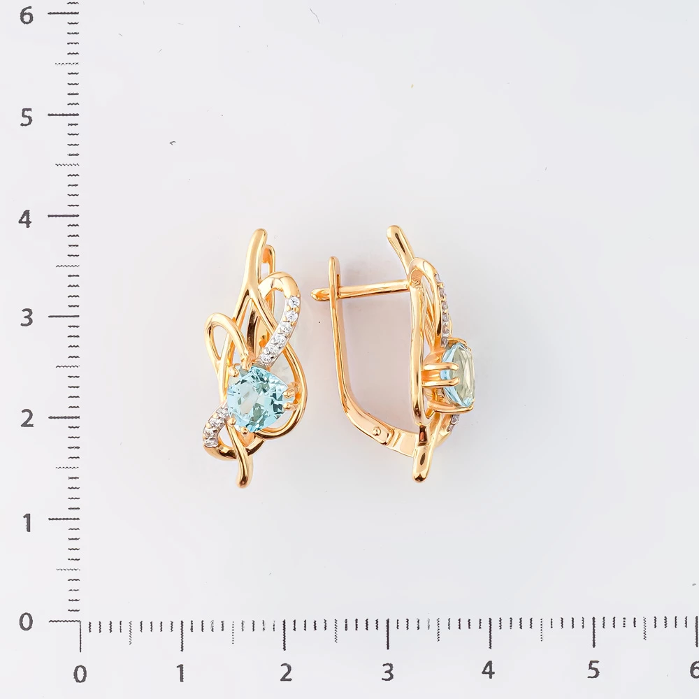 Серьги с топазом из красного золота 585 пробы
