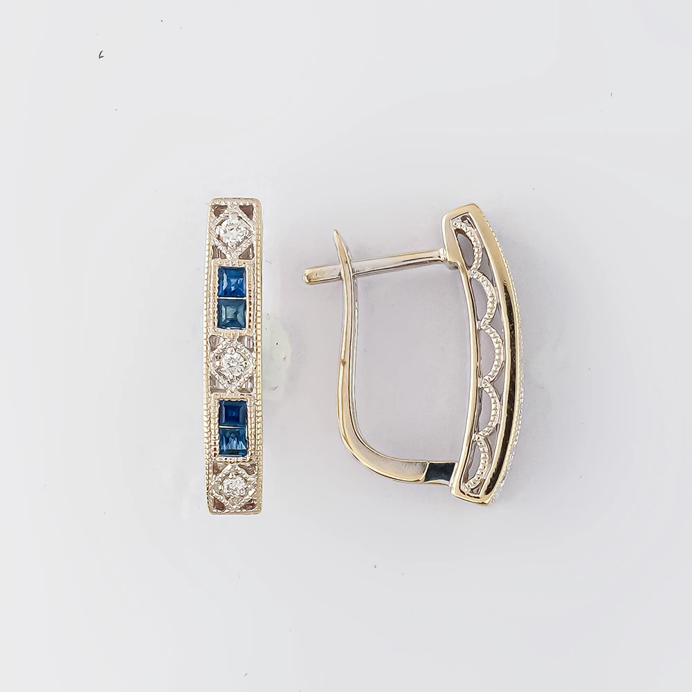 Серьги с сапфиром из белого золота 585 пробы