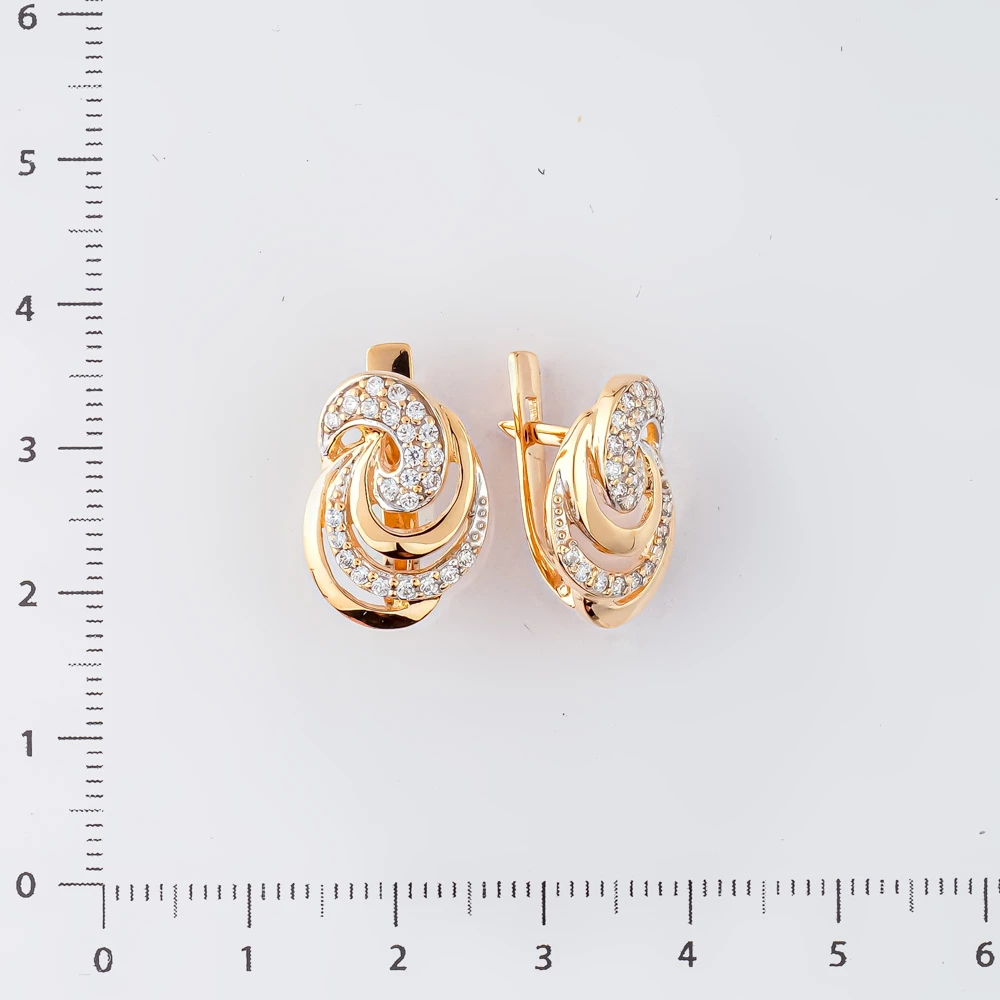 Серьги с фианитом из красного золота 585 пробы