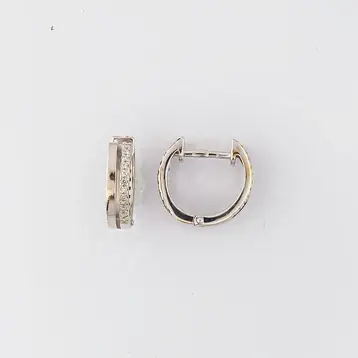 Серьги конго с бриллиантом из белого золота 585 пробы