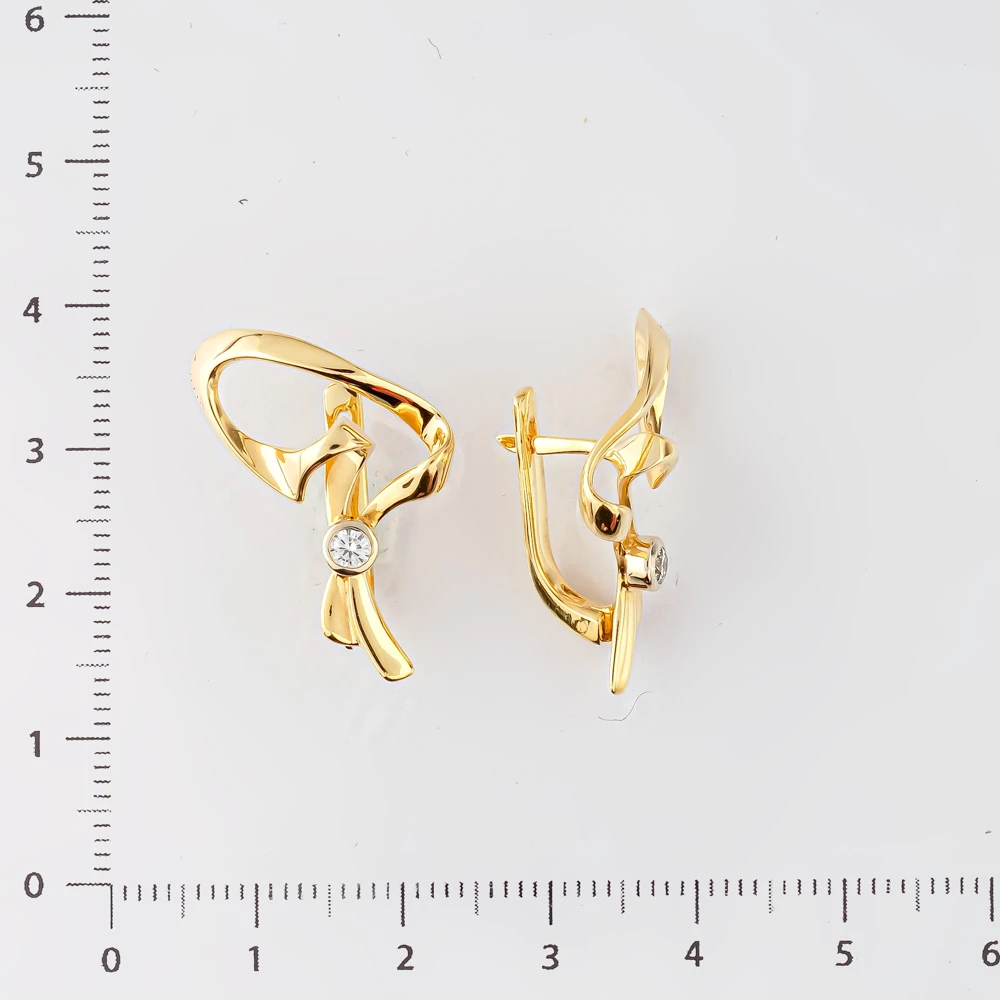 Серьги с бриллиантом из желтого золота 585 пробы