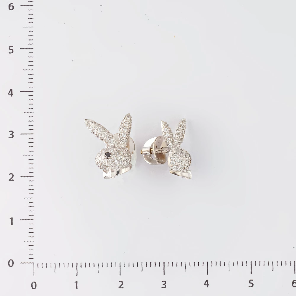 Серьги с фианитом из белого золота 585 пробы