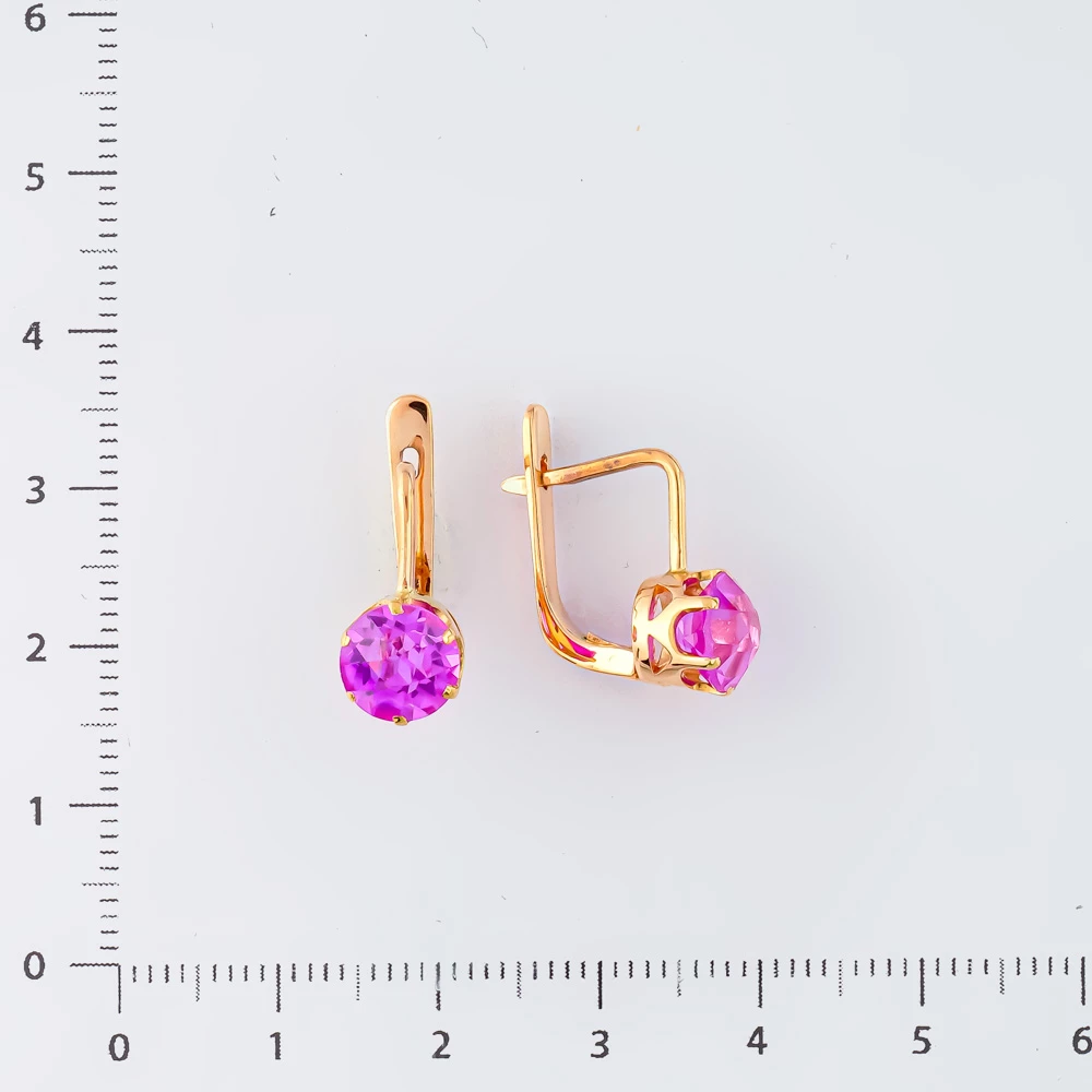 Серьги с фианитом из красного золота 583 пробы