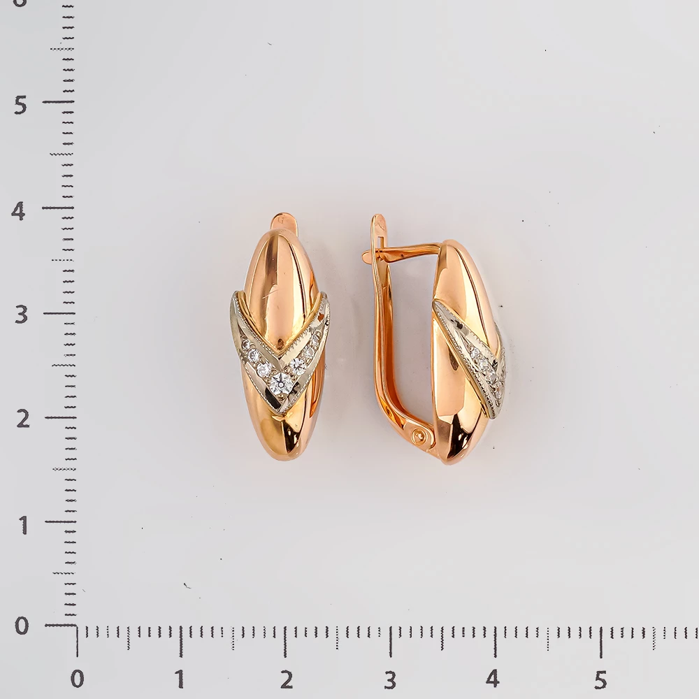 Серьги с фианитом из красного золота 585 пробы