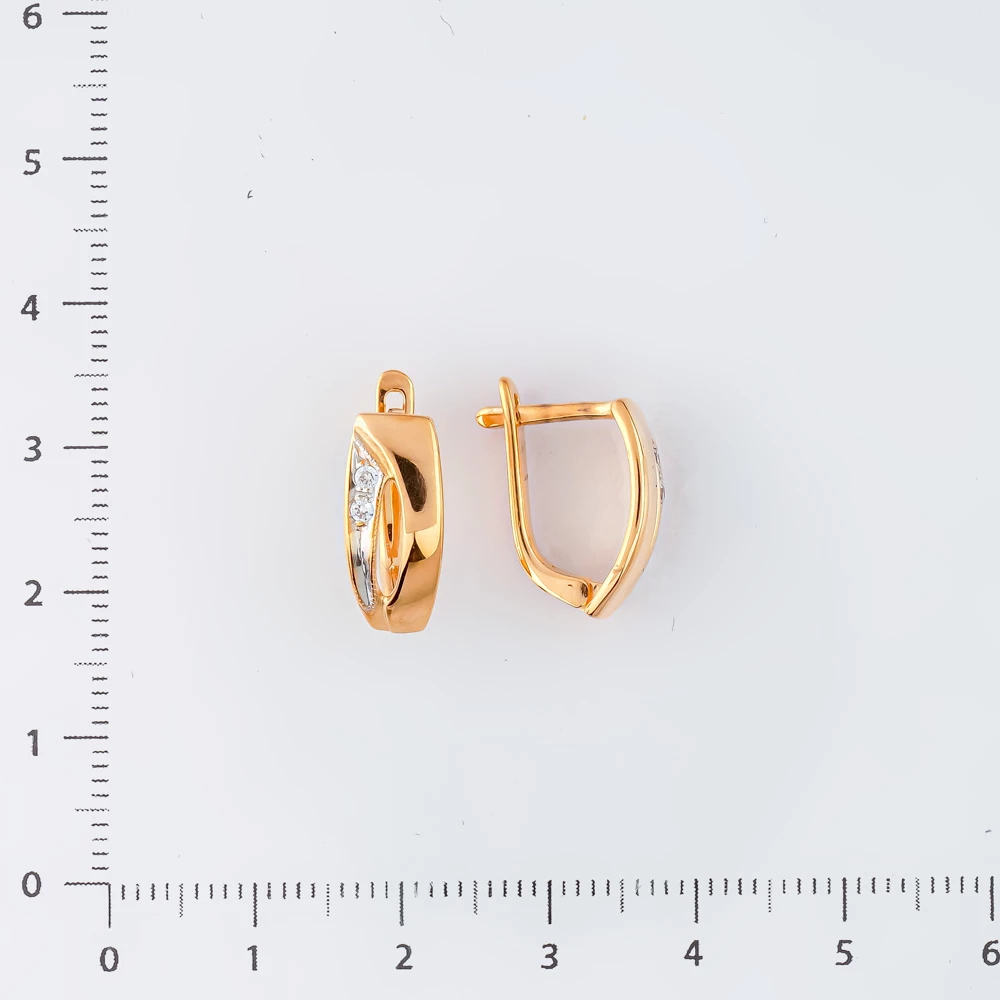 Серьги с фианитом из красного золота 585 пробы