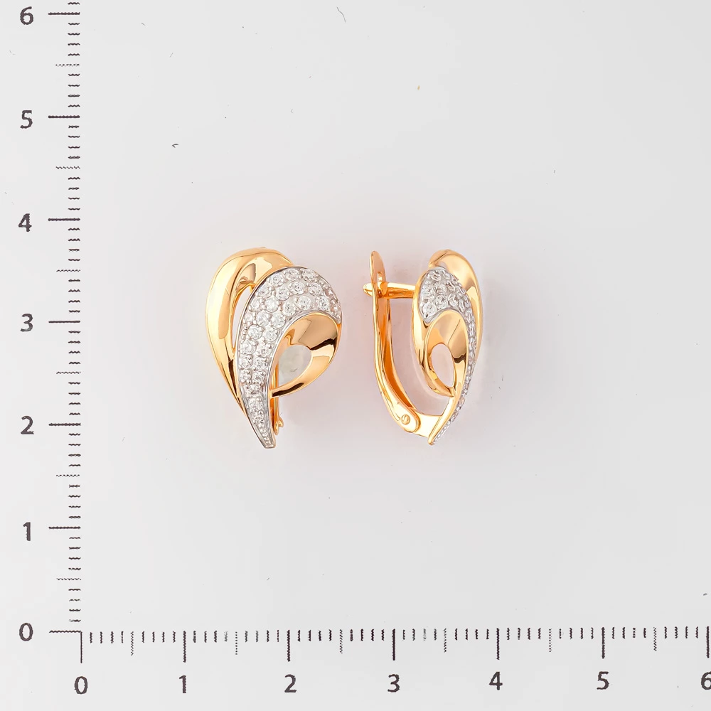 Серьги с фианитом из красного золота 585 пробы