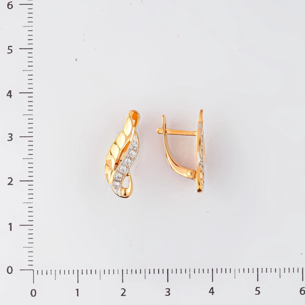 Серьги с фианитом из красного золота 585 пробы