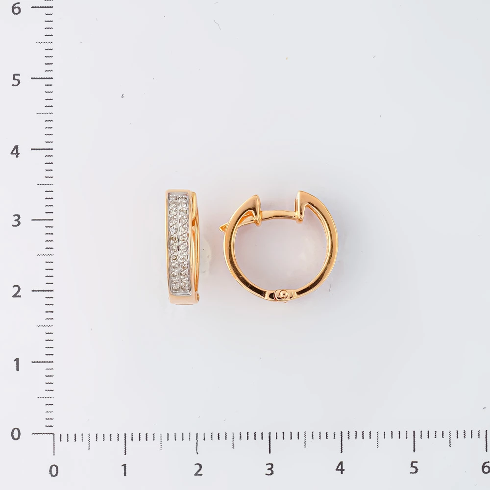 Серьги конго с бриллиантом из красного золота 585 пробы