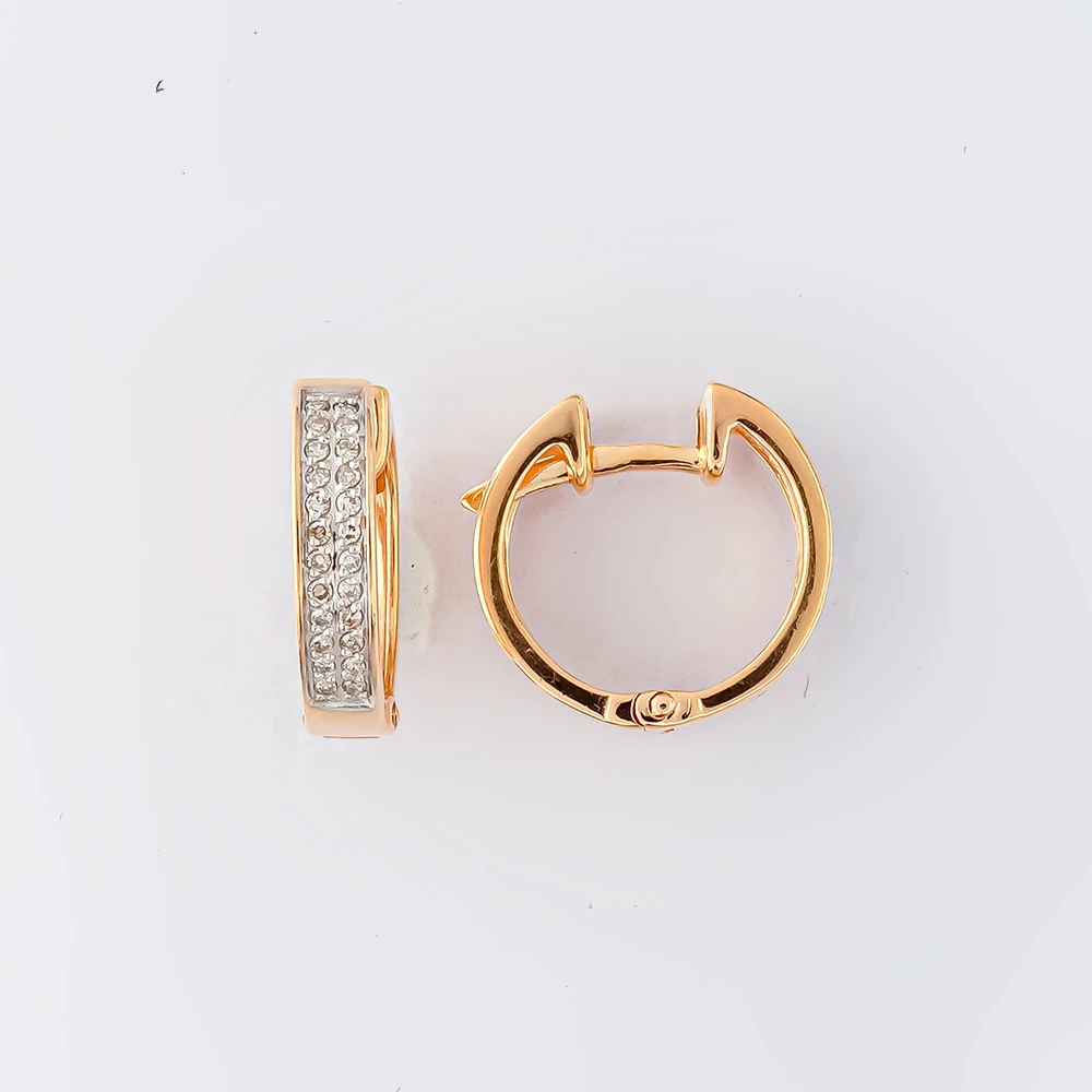 Серьги конго с бриллиантом из красного золота 585 пробы