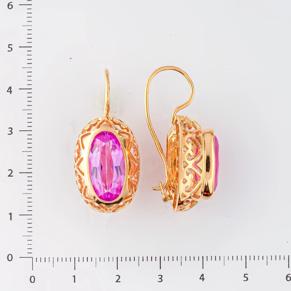 Серьги с фианитом из красного золота 583 пробы