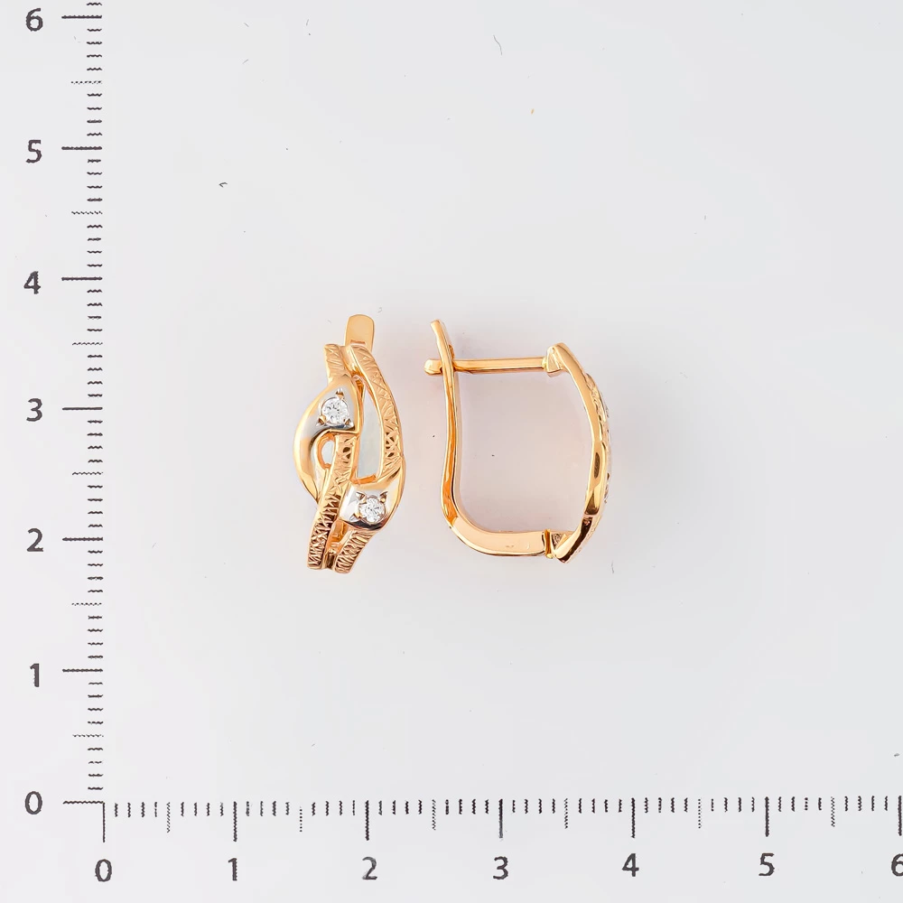 Серьги с фианитом из красного золота 585 пробы