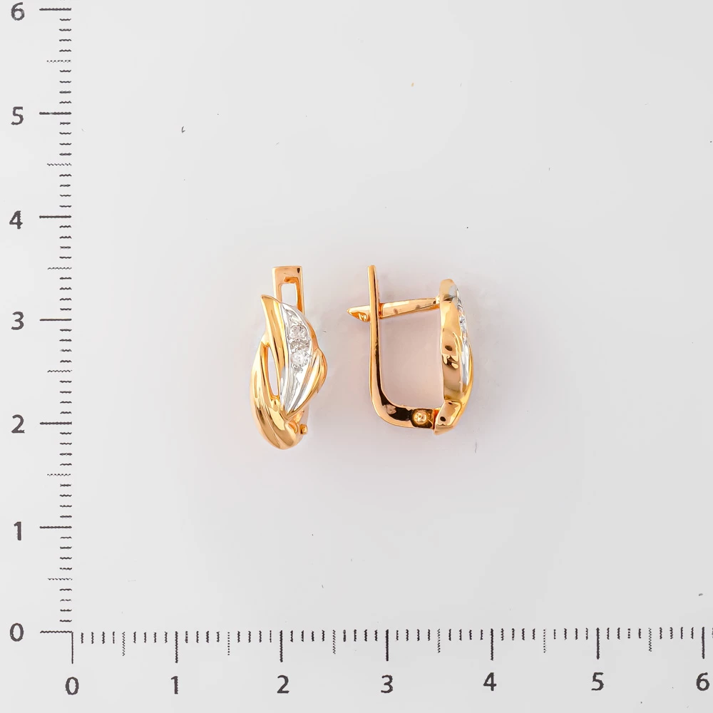 Серьги с фианитом из желтого золота 585 пробы