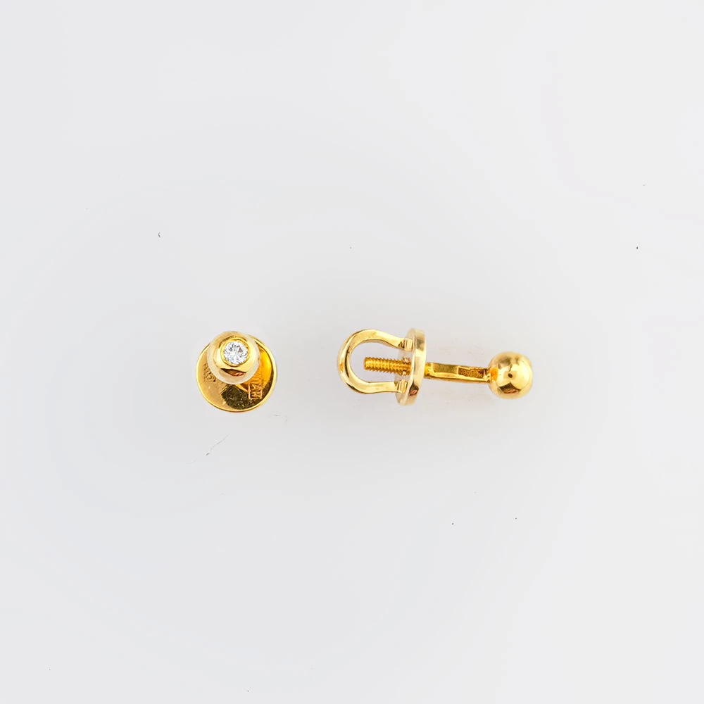 Серьги с бриллиантом из желтого золота 585 пробы