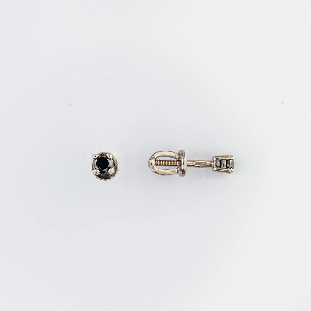 Серьги с бриллиантом из белого золота 585 пробы