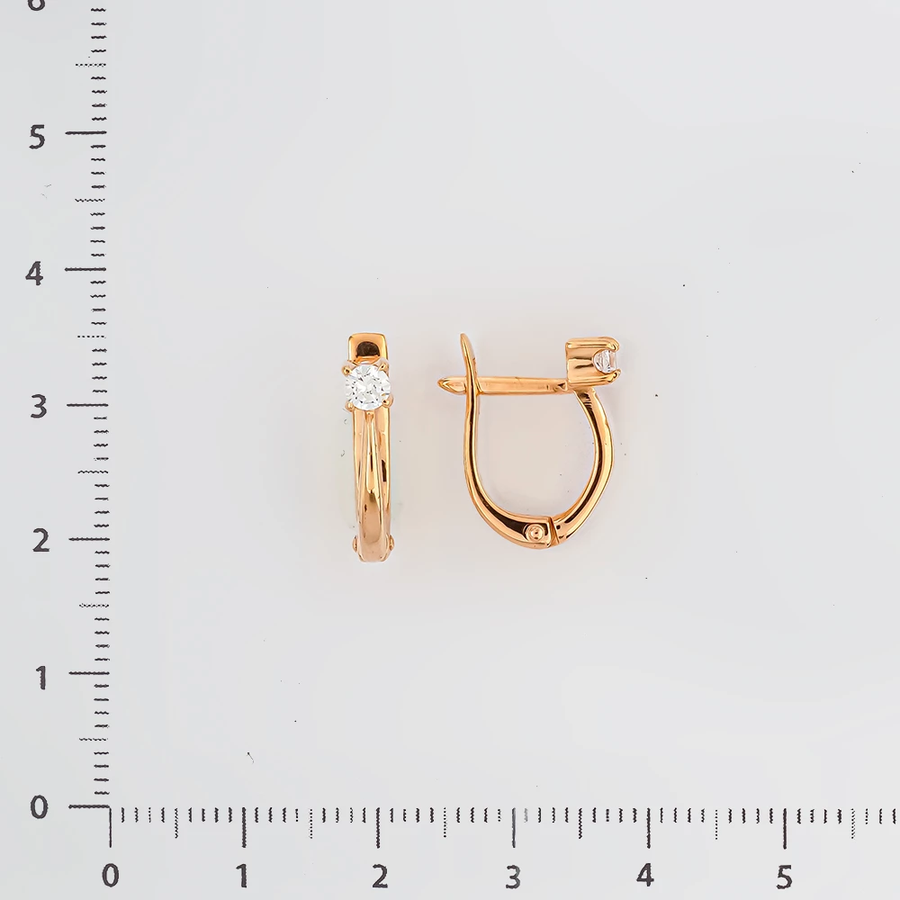 Серьги с фианитом из красного золота 585 пробы