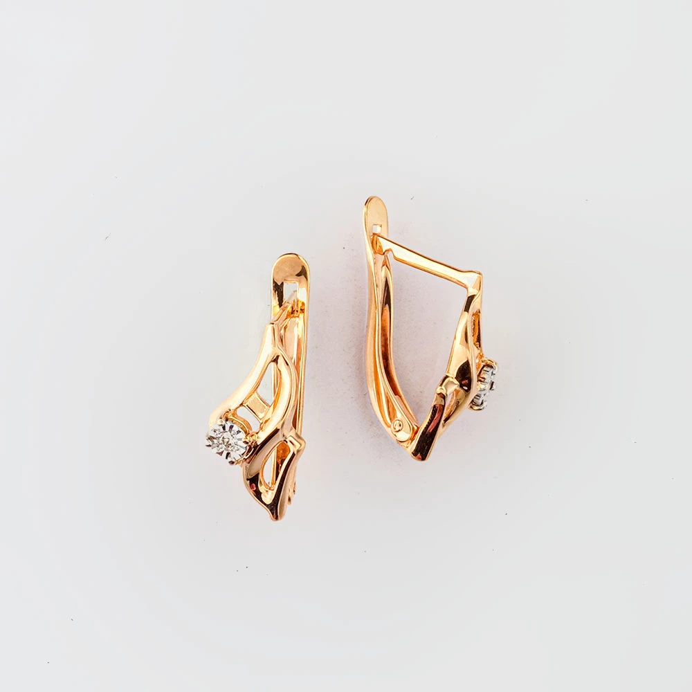 Серьги с бриллиантом из белого золота 585 пробы