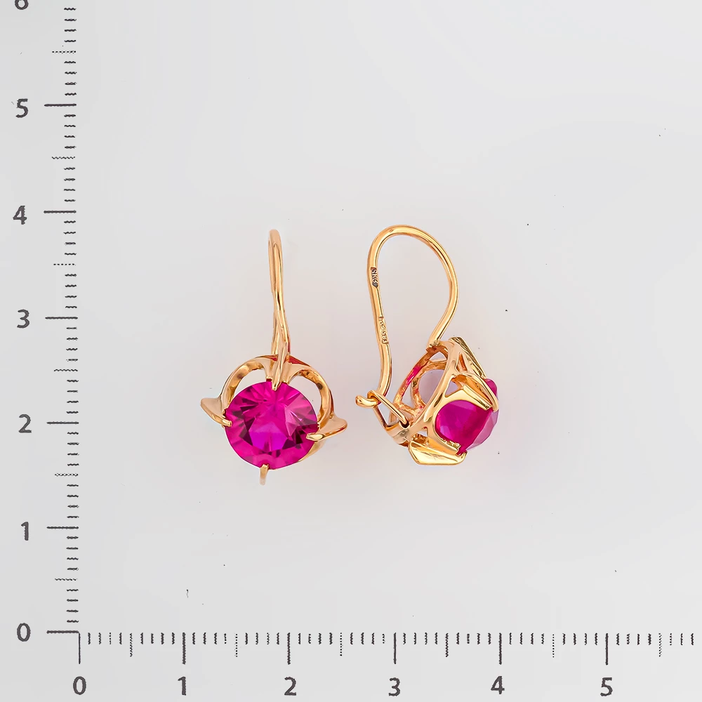 Серьги с фианитом из красного золота 583 пробы