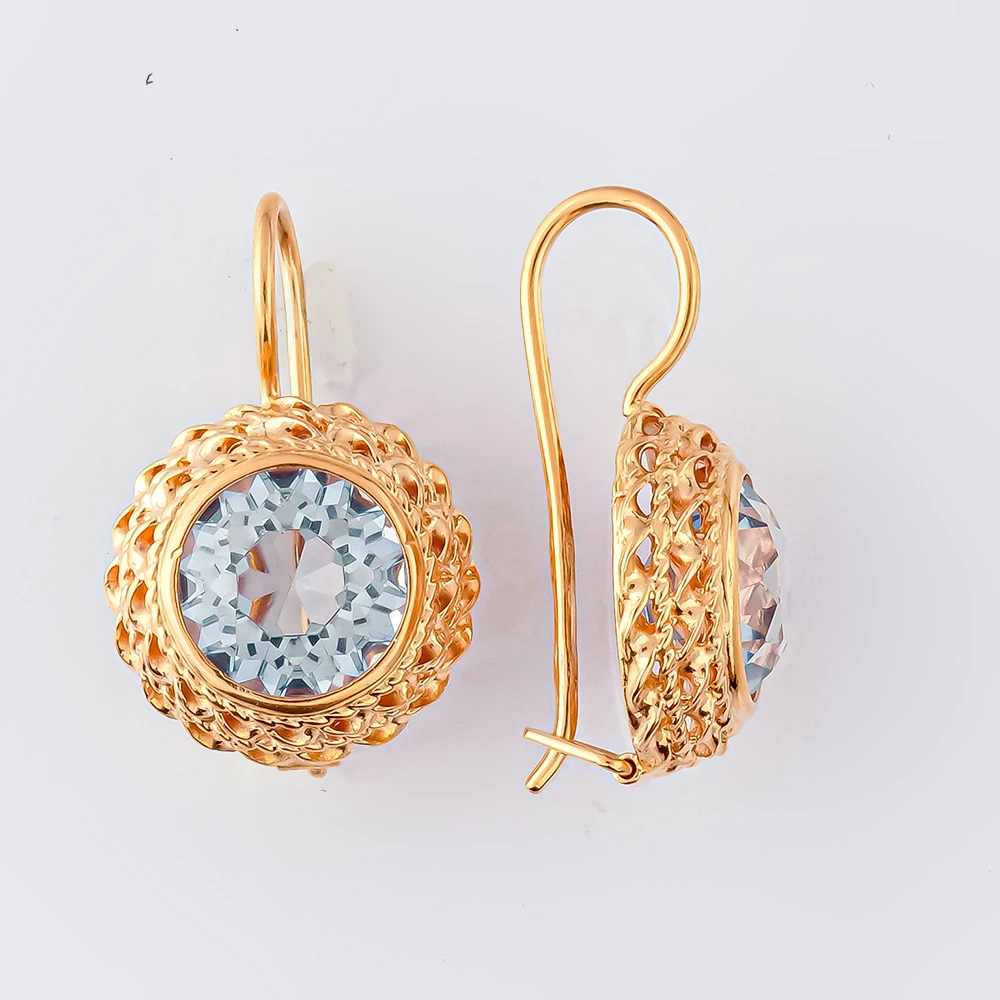 Серьги с топазом из красного золота 583 пробы