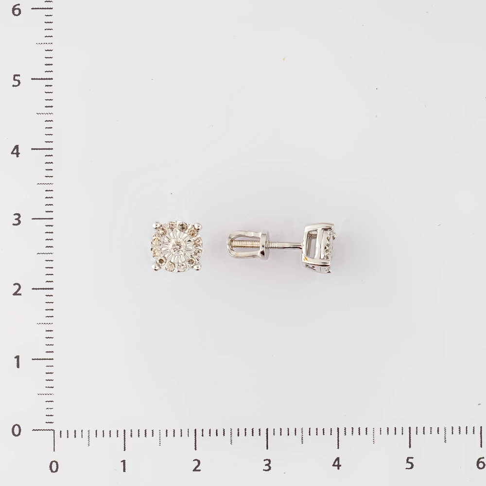 Серьги с бриллиантом из белого золота 585 пробы