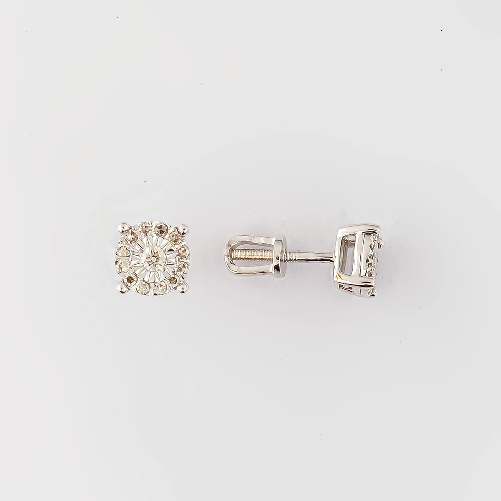 Серьги с бриллиантом из белого золота 585 пробы