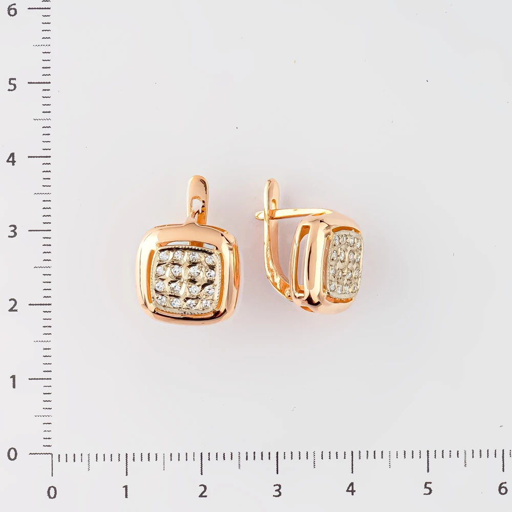 Серьги с бриллиантом из красного золота 585 пробы