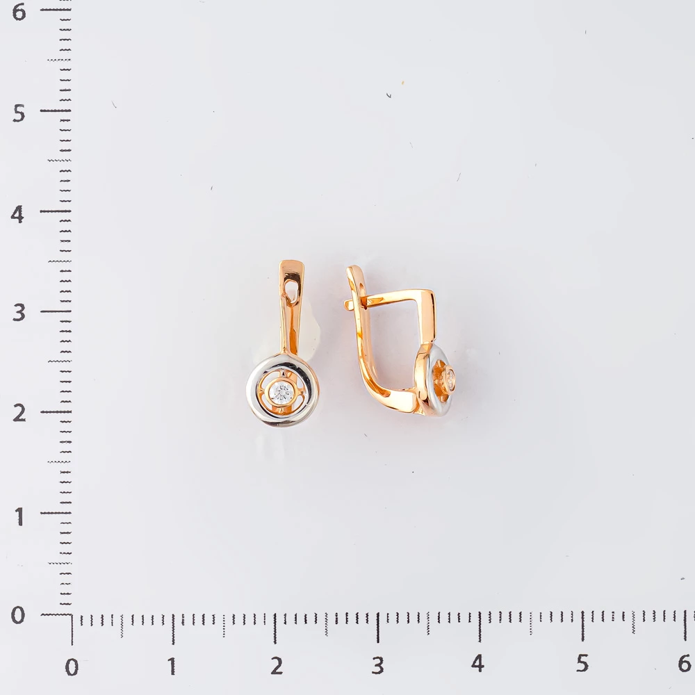 Серьги с фианитом из красного золота 585 пробы