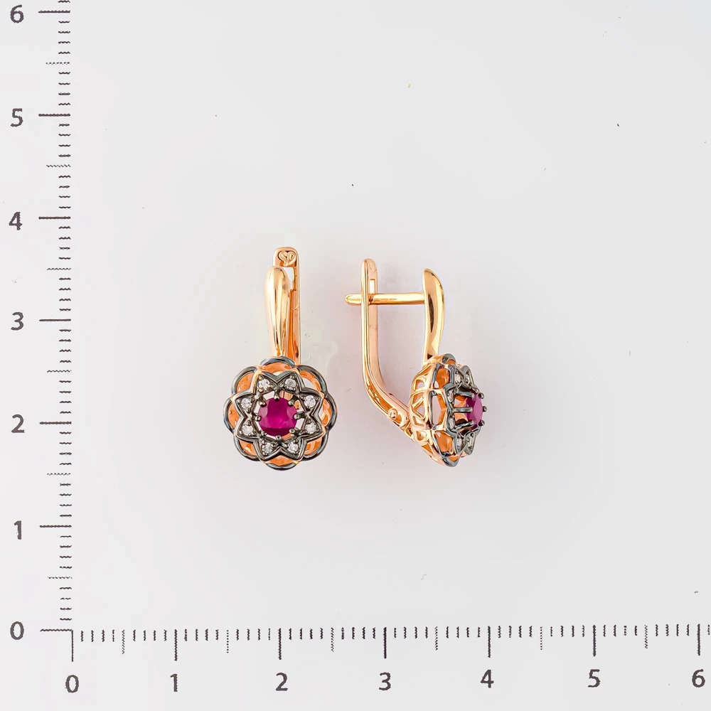 Серьги с рубином из красного золота 585 пробы