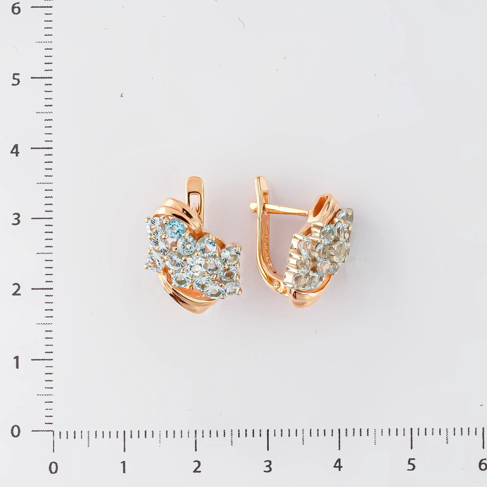 Серьги с топазом из красного золота 585 пробы