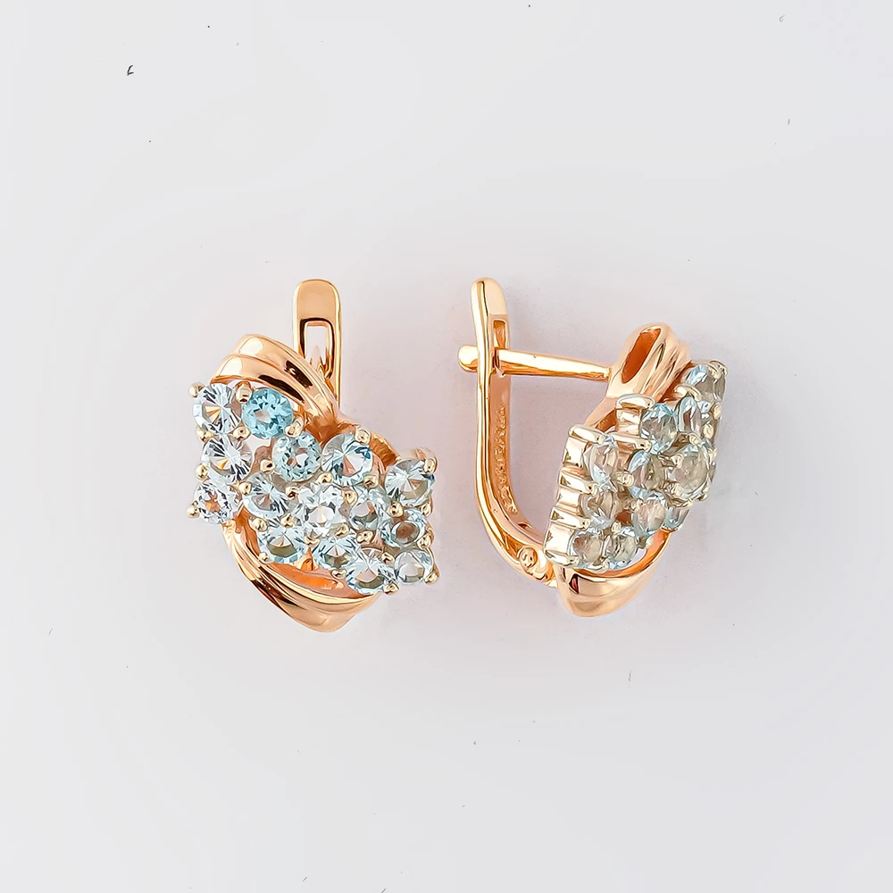 Серьги с топазом из красного золота 585 пробы