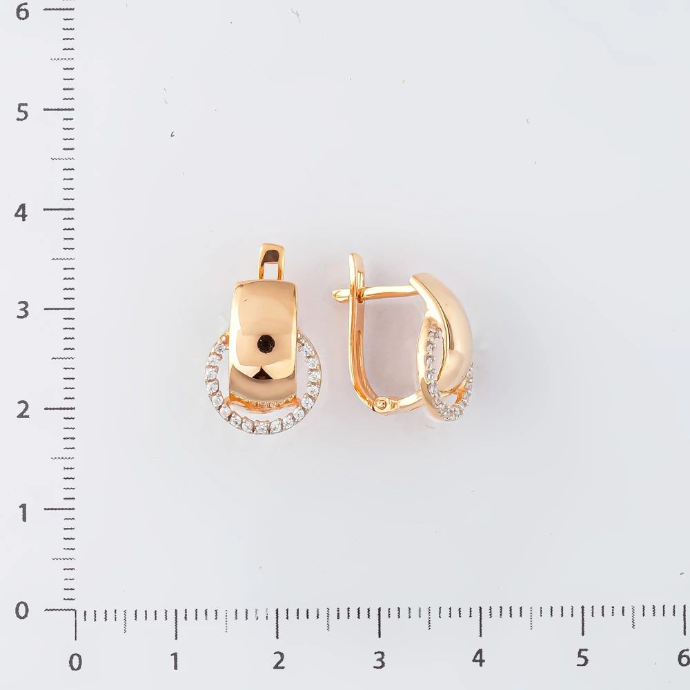 Серьги с фианитом из красного золота 585 пробы