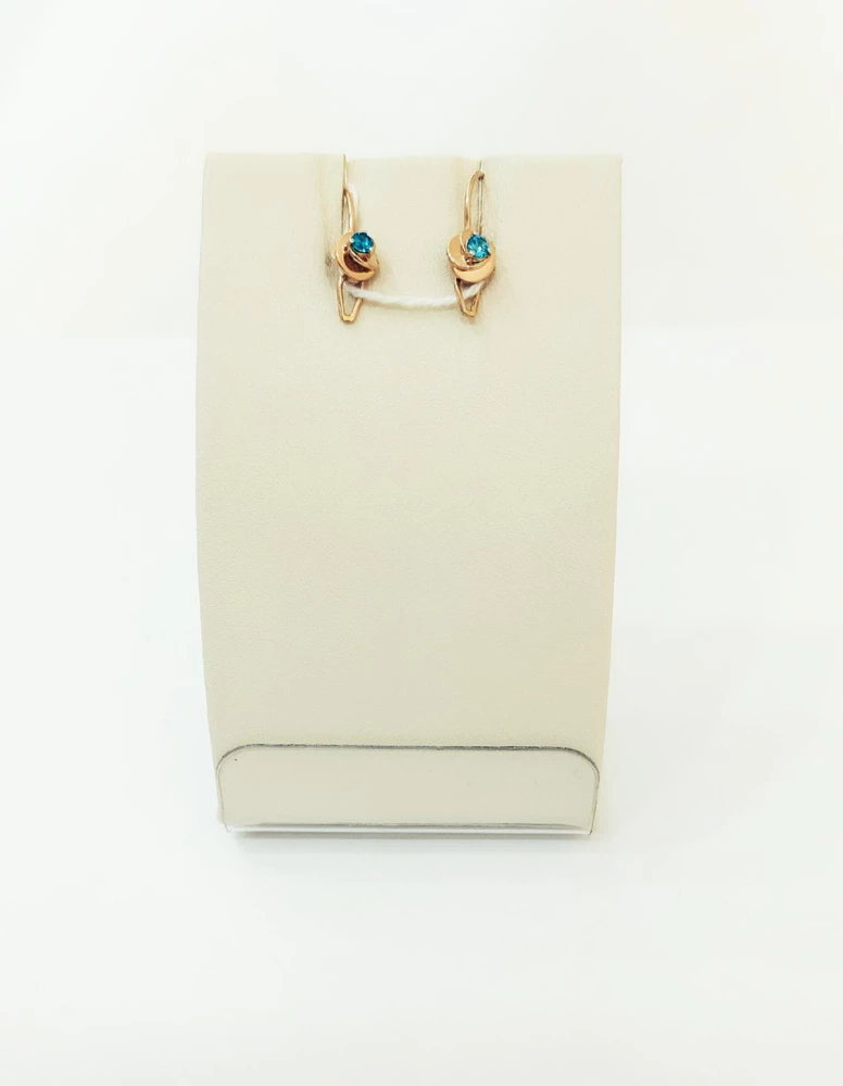 Серьги с фианитом из красного золота 585 пробы