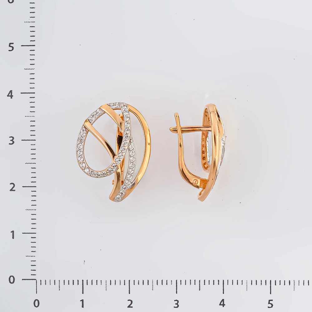 Серьги с фианитом из красного золота 585 пробы